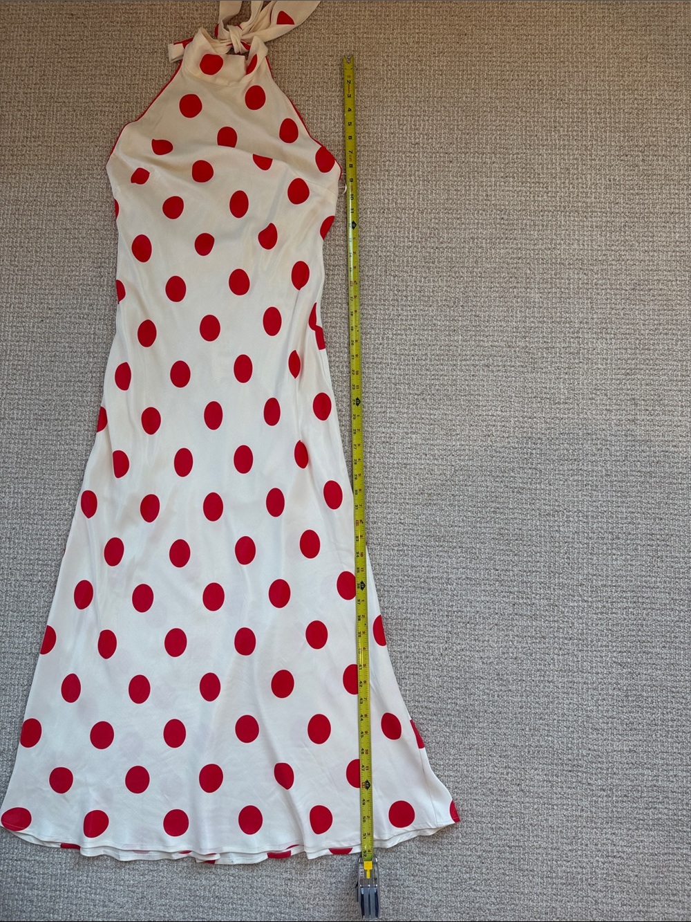 Zara White Halter Neck Maxi Dress with Red Polka Dots - NWT Size S - Picture 6 of 9